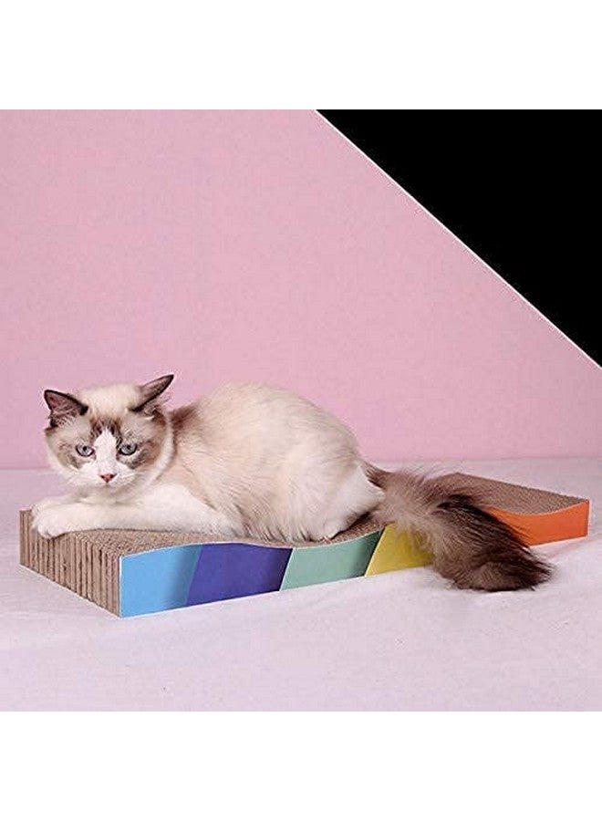 وسادة خدش من الورق المقوى الطبيعي والآمن بتصميم موجة منحنية مع لعبة النعناع البري مثالية لخدش القطط والكلاب الصغيرة - متعددة الألوان (عبوة من قطعة واحدة) - Image 2