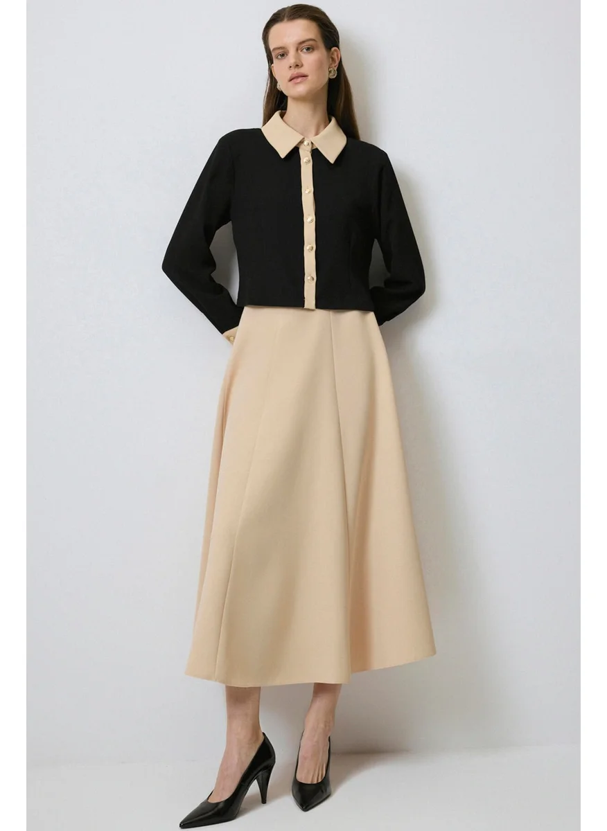 Touche Gold Buttoned Short Crepe Shirt