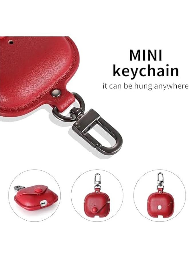 Generic - Leather Protective Case for AirPods 4 2024 - Portable Men Wen Cover with Secure Snap-Fastener Cpatible with Apple AirPods 4th Generation Charging Case, Front LED Visible (Red) - Image 1