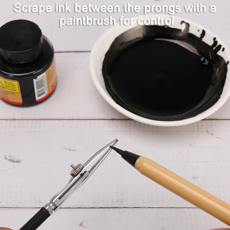 LOONENG Ruling Pen for Masking Fluid, Cross Hinged Ruling Pen for Cartography, Calligraphy, Fine Line Drawing, Suitable for Use with Masking Fluid, Drawing Ink, Indian Ink and Gouache - Image 2