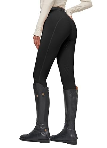 Willit Women's Fleece Riding Breeches Winter Horse Riding Pants Tights Equestrian Thermal Schooling Tights Black L - Image 2