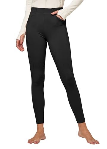 Willit Women's Fleece Riding Breeches Winter Horse Riding Pants Tights Equestrian Thermal Schooling Tights Black L - Image 3