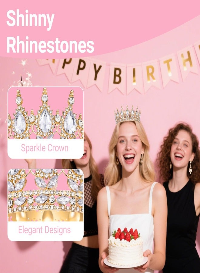 Papoopy Crown for Women, Queen Crown Tiara for Birthday Wedding Party Decorations Golden - Image 5