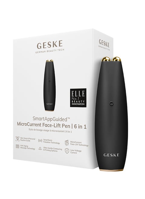 SmartAppGuided MicroCurrent Face-Lift Pen | 6 in 1 | Anti-aging device | Instant face lift | Skincare tool | Remove wrinkles for firm & youthful skin | Advanced smoothing facial firmer - Grey