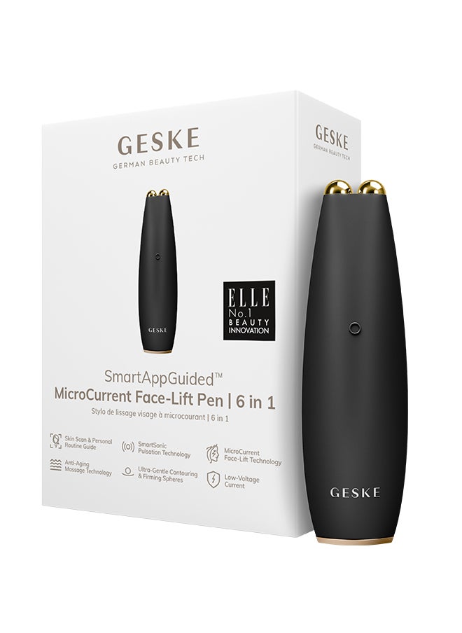 GESKE SmartAppGuided MicroCurrent Face-Lift Pen | 6 in 1 | Anti-aging device | Instant face lift | Skincare tool | Remove wrinkles for firm & youthful skin | Advanced smoothing facial firmer - Grey  - Image 1