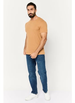 French Connection Men Crew Neck Short Sleeve Textured T-Shirt, Brown  - Image 2