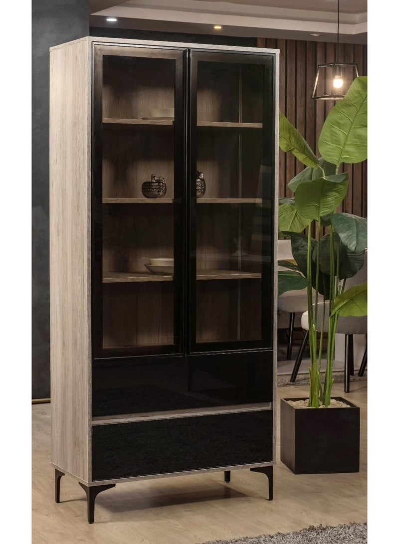 Nish Modern MDF Black and Bottom Drawer - Size 200x40x90cm