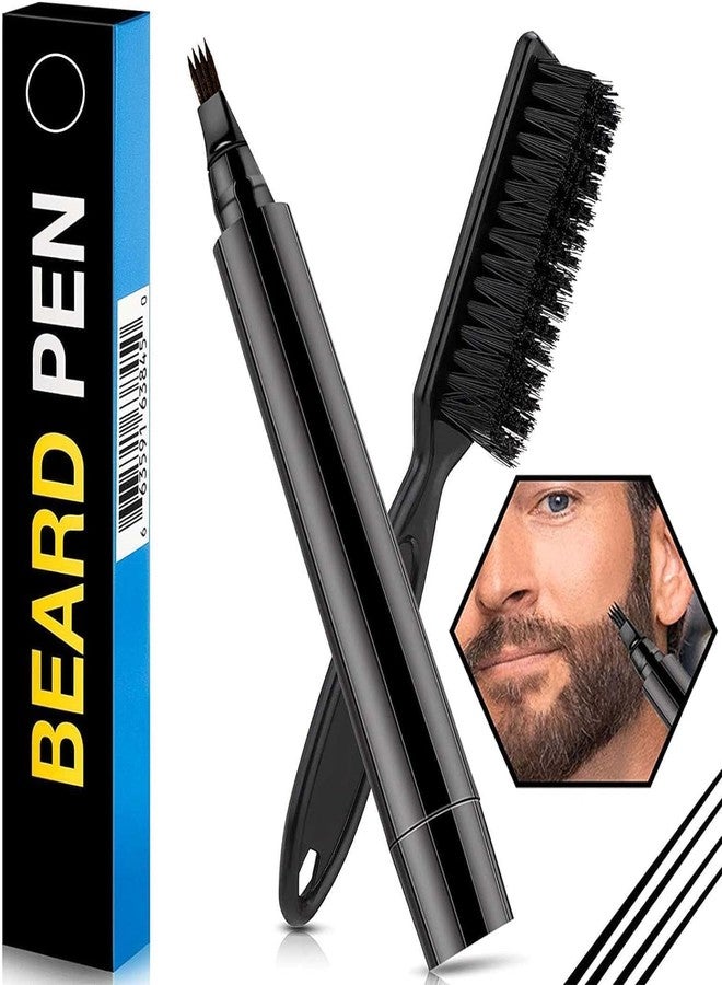 VISHARNI Beard Filler Pen for Men with Micro-Fork Tip & Brush – Waterproof, Sweatproof Beard Pencil for Patchy Beard, Mustache & Hairline, Natural Long-Lasting Finish - Image 1