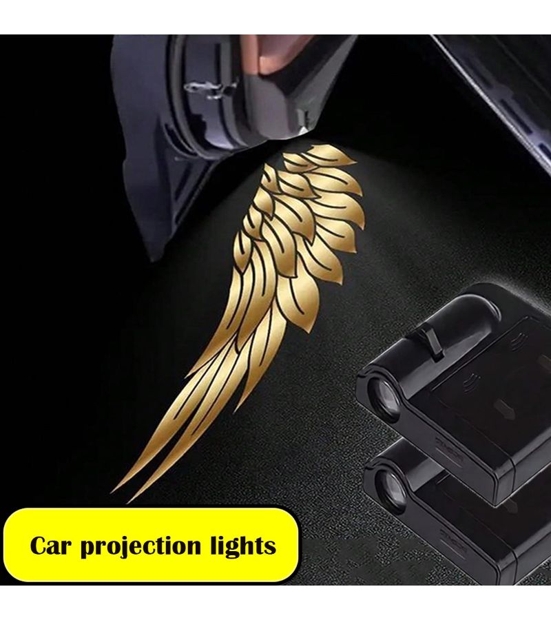 Wireless Door Welcome Light 2pcs Golden Wings Projection Lamp for Car SUV Truck - Image 1