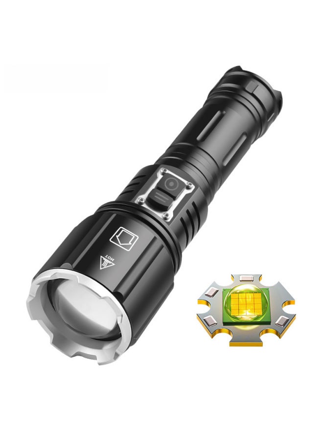 مصباح يدوي Xhp160 عالي الكثافة من النوع C قابل لإعادة الشحن بمنفذ USB بمفتاح مزدوج وإضاءة ساطعة محمول باليد 