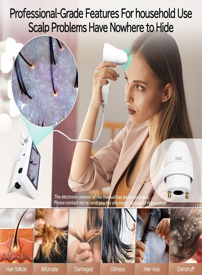 Pewoaoa Skin Hair Analyzer 5 Inch Digital Skin & Hair Analyzer with 50x/200x Lenses, Portable Scalp Analyzer, Rechargeable Skin Detector, High-Definition Lcd Display, Suitable for Home and Salon Use - Image 3