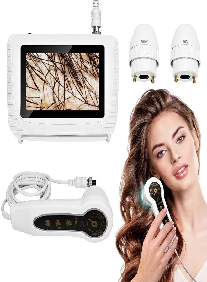 Pewoaoa Skin Hair Analyzer 5 Inch Digital Skin & Hair Analyzer with 50x/200x Lenses, Portable Scalp Analyzer, Rechargeable Skin Detector, High-Definition Lcd Display, Suitable for Home and Salon Use - Image 1