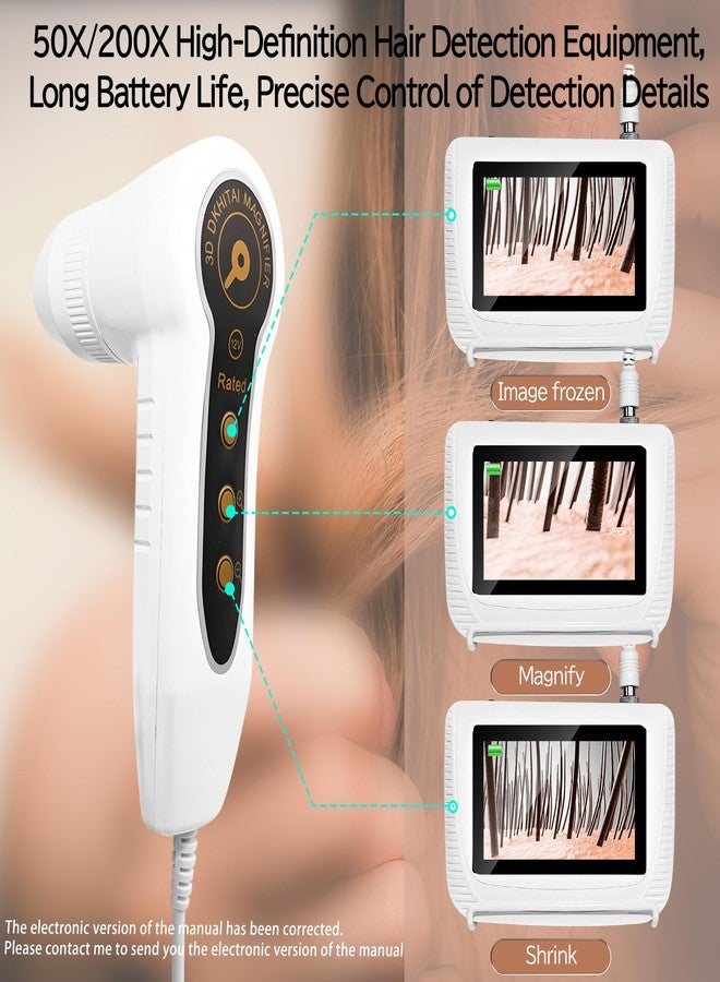 Pewoaoa Skin Hair Analyzer 5 Inch Digital Skin & Hair Analyzer with 50x/200x Lenses, Portable Scalp Analyzer, Rechargeable Skin Detector, High-Definition Lcd Display, Suitable for Home and Salon Use - Image 5