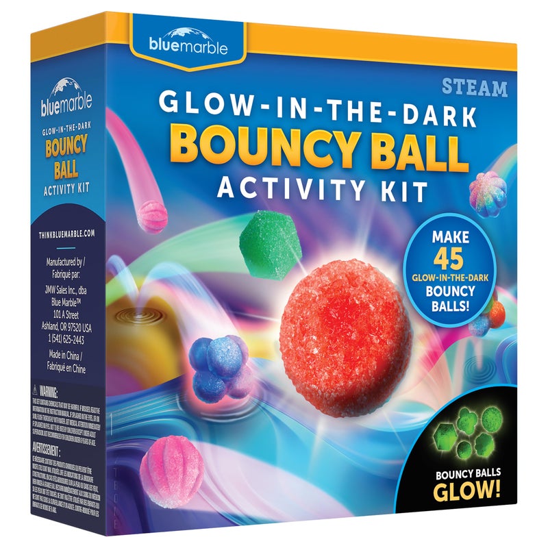 Blue Marble Bouncy Ball Science Kit - Make Up to 45 Glow in The Dark Bouncy Balls for Kids with 6 Colors & 5 Mold Shapes, DIY STEM Projects, Science Kit, Kids Science Projects - Image 1