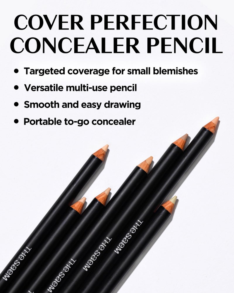 THESAEM Cover Perfection Ideal Concealer Pencil 0.04oz - 1.0 Clear Beige for Cool-Toned Skin 19-21 - Slim Multi-Use Pencil for Blemishes, Dark Circles & Touch-Up - Korean Makeup Concealer Stick - Image 2