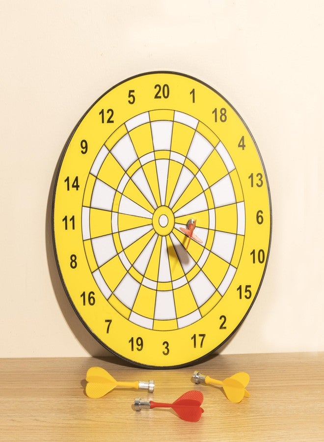 ROARIFY Magnetic Dart Board Set - 11 Inch Wide with 4 Magnetic Darts | Safe Dartboard Target Board Game Set | Score Dartboard Kit Set for Indoor and Outdoor (28 Cm Diameter) (Yellow Color) - Image 1