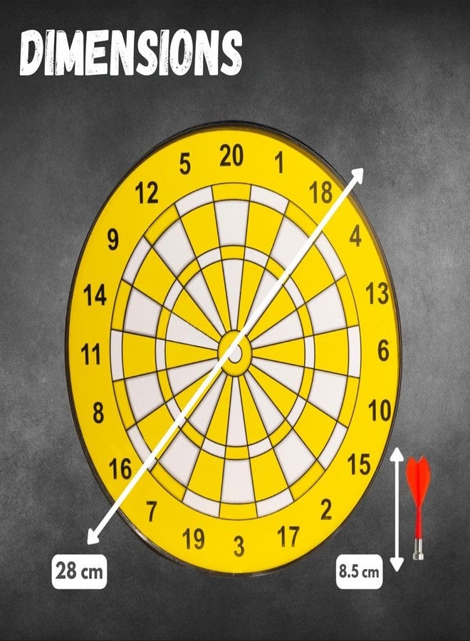 ROARIFY Magnetic Dart Board Set - 11 Inch Wide with 4 Magnetic Darts | Safe Dartboard Target Board Game Set | Score Dartboard Kit Set for Indoor and Outdoor (28 Cm Diameter) (Yellow Color) - Image 4