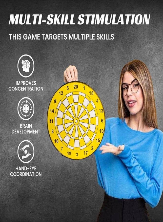 ROARIFY Magnetic Dart Board Set - 11 Inch Wide with 4 Magnetic Darts | Safe Dartboard Target Board Game Set | Score Dartboard Kit Set for Indoor and Outdoor (28 Cm Diameter) (Yellow Color) - Image 5