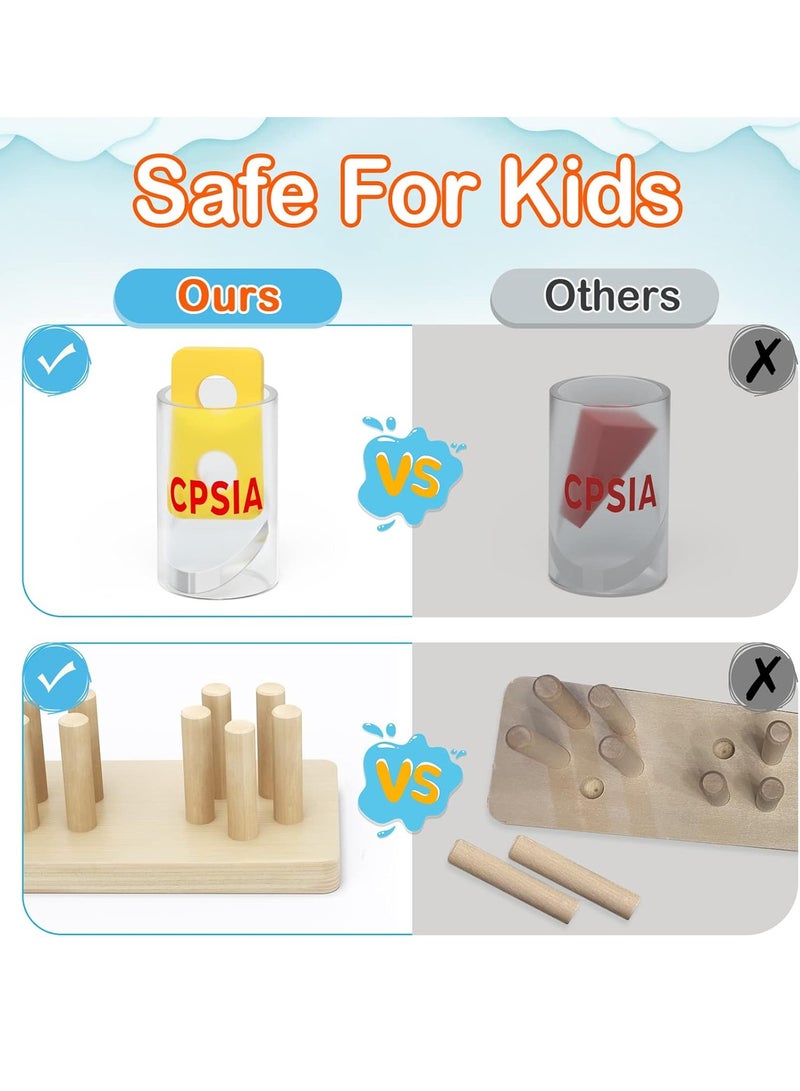 Raxoom Montessori Toys for 1 to 3-Year-Old Boys Girls Toddlers, Wooden Sorting & Stacking Toys for Toddlers and Kids Preschool, Educational Toys, Color Recognition Stacker Shape Sorter, Learning Puzzles Gift - Image 4