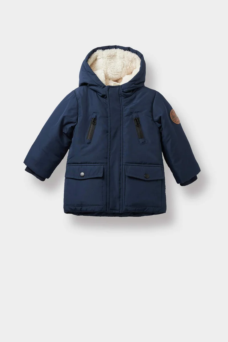 ديفاكتو Baby Boy Waterproof Hooded Plush Lined Jacket
