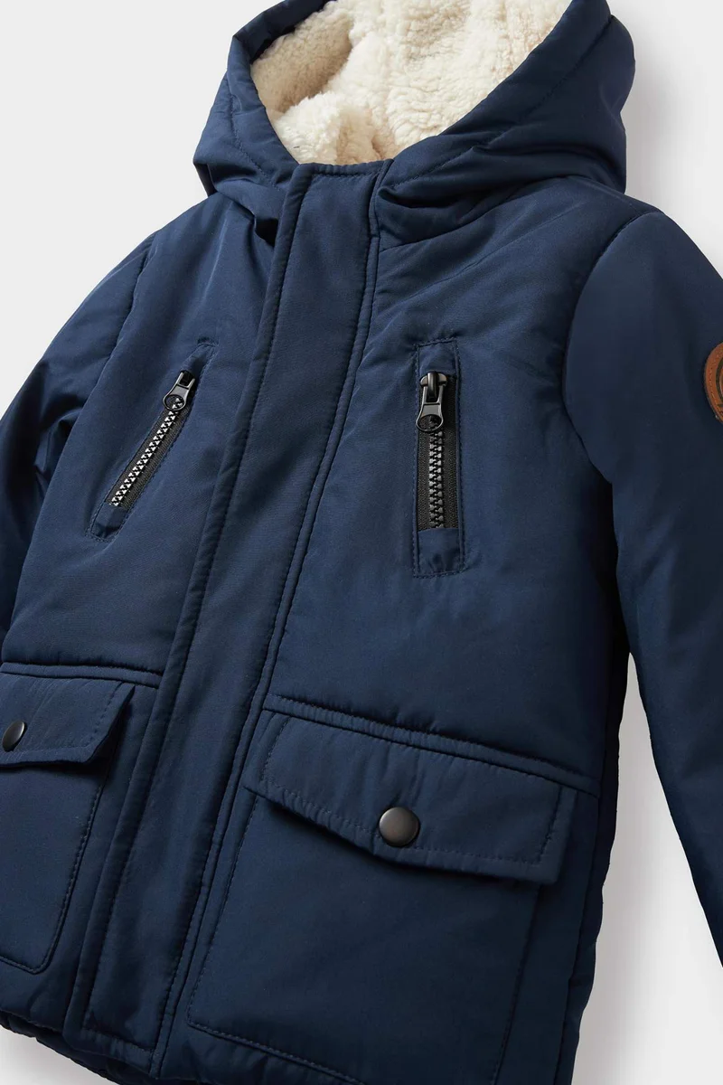 ديفاكتو Baby Boy Waterproof Hooded Plush Lined Jacket