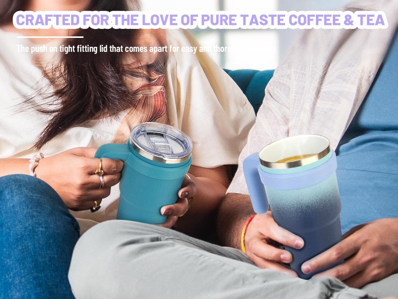 Zukro 20 oz Tumbler with Handle, Lid and Straw, Ceramic Lined, Double-Walled Vacuum Insulated Stainless Steel Coffee Cups for Home/Office/Work, Travel Mug for Hot and Cold Drinks, BPA-Free - Image 5