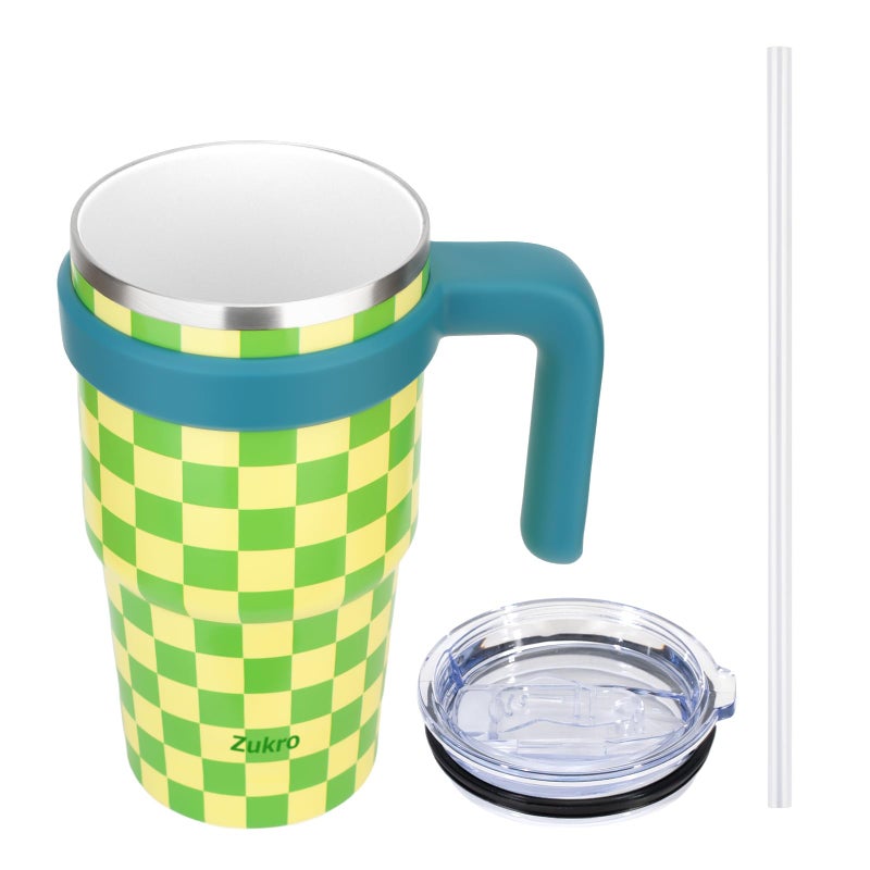 Zukro 20 oz Tumbler with Handle, Lid and Straw, Ceramic Lined, Double-Walled Vacuum Insulated Stainless Steel Coffee Cups for Home/Office/Work, Travel Mug for Hot and Cold Drinks, BPA-Free - Image 1