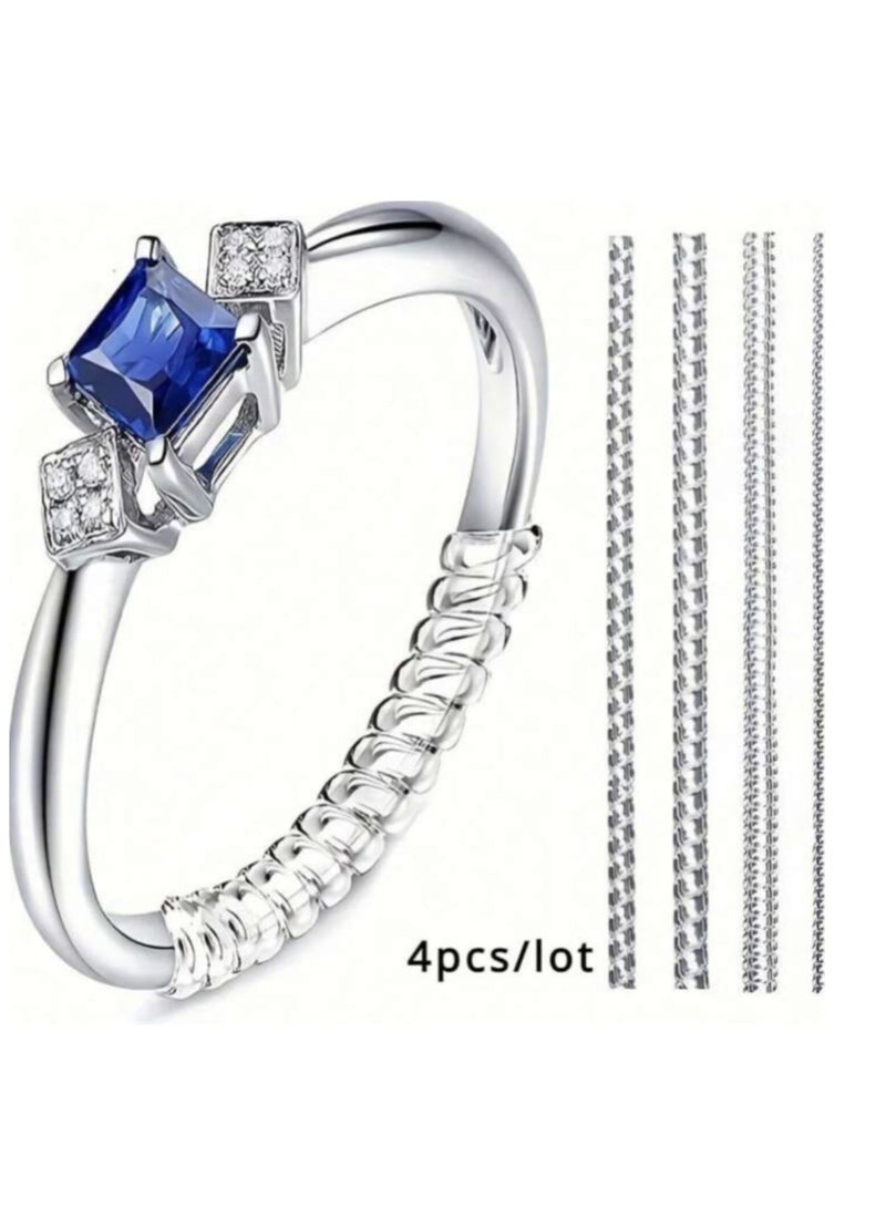 YUCCA Clear Spiral Shape Adjustable Ring Sizer Spring Ring Sizer 12/8/4pcs/lot, Ring Guard, Ring Size Reducer for Jewelry - Image 1