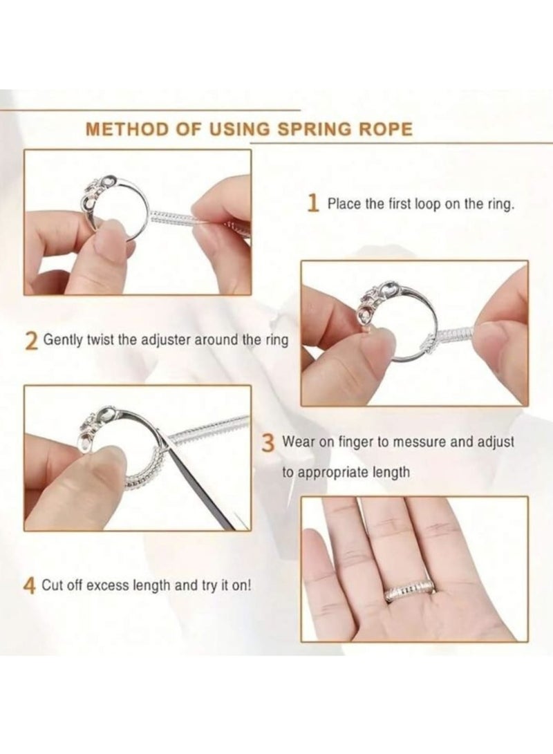 YUCCA Clear Spiral Shape Adjustable Ring Sizer Spring Ring Sizer 12/8/4pcs/lot, Ring Guard, Ring Size Reducer for Jewelry - Image 2