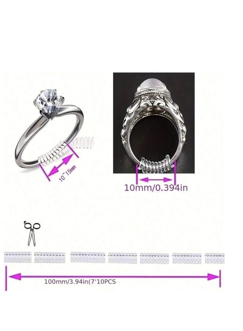 YUCCA Clear Spiral Shape Adjustable Ring Sizer Spring Ring Sizer 12/8/4pcs/lot, Ring Guard, Ring Size Reducer for Jewelry - Image 3