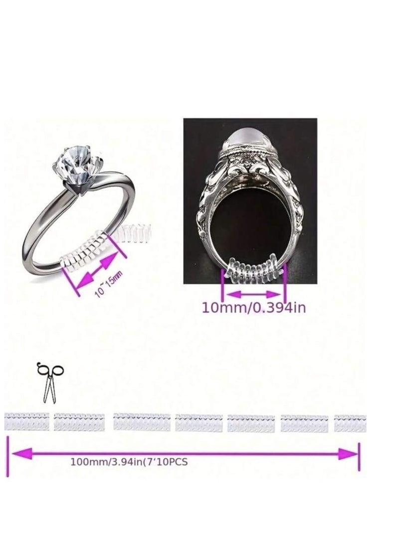 YUCCA Clear Spiral Shape Adjustable Ring Sizer Spring Ring Sizer 12/8/4pcs/lot, Ring Guard, Ring Size Reducer for Jewelry - Image 5