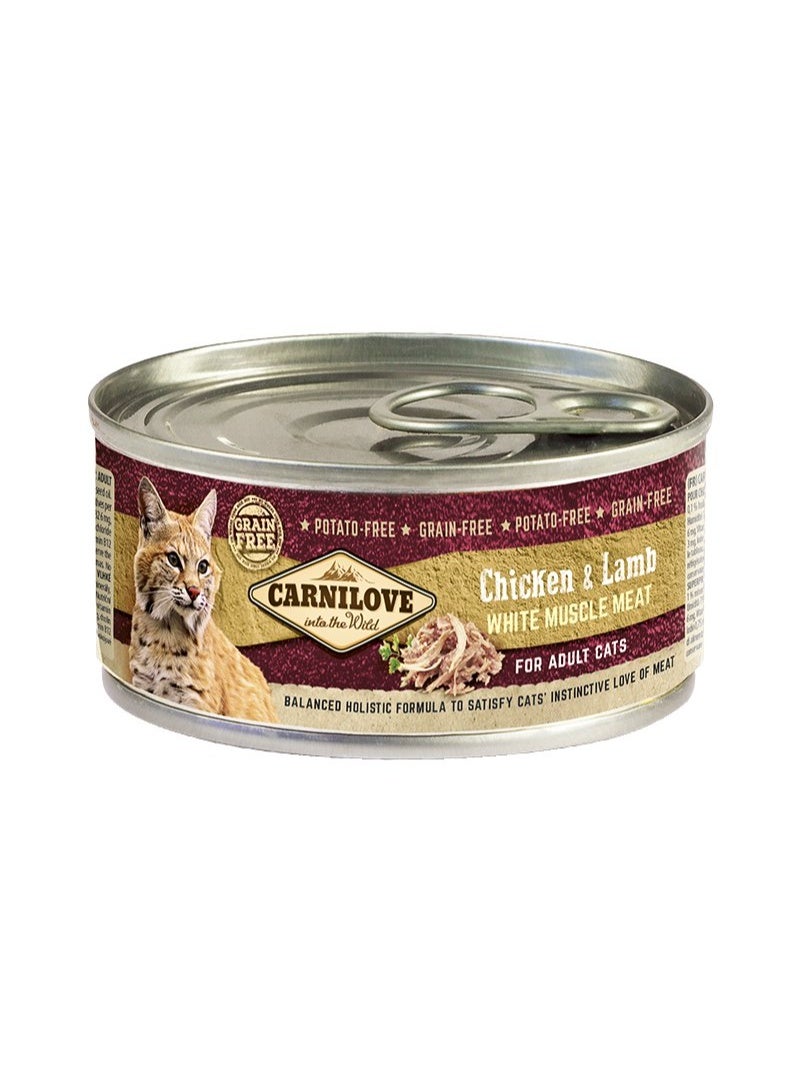 كارنيلوف طعام الأبيض للقطط البالغة، لحم دجاج ولحم ضأن، 100 جرام (12 قطعة في علبة)
