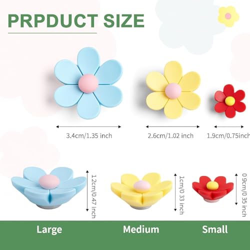 ADTALA Decorative Magnets Cute Refrigerator Magnets | Colorful | Beautiful 3D Funny Flower | for Locker, Whiteboard & Kitchen Use | Multicolour Floral Design 15 PCS (Small*5+Medium*5+Large*5 Pcs) - Image 2
