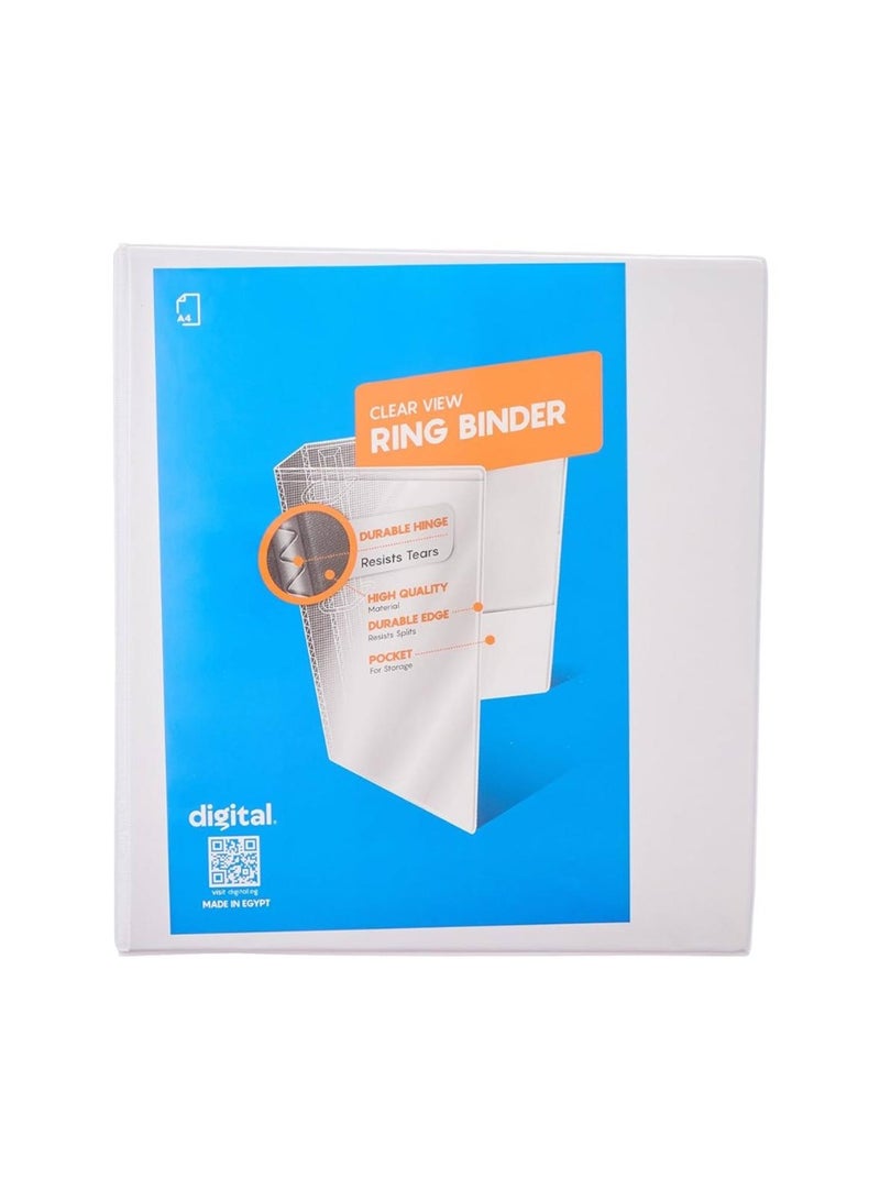 Digital A4 Ring Binder, 2.5 cm Width, 2 Ring D Shaped, White - Image 1