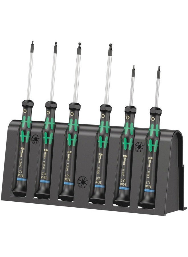 WERA 2052/6 Hexagon screwdriver set and rack for electronic applications, 6 pieces - Image 1