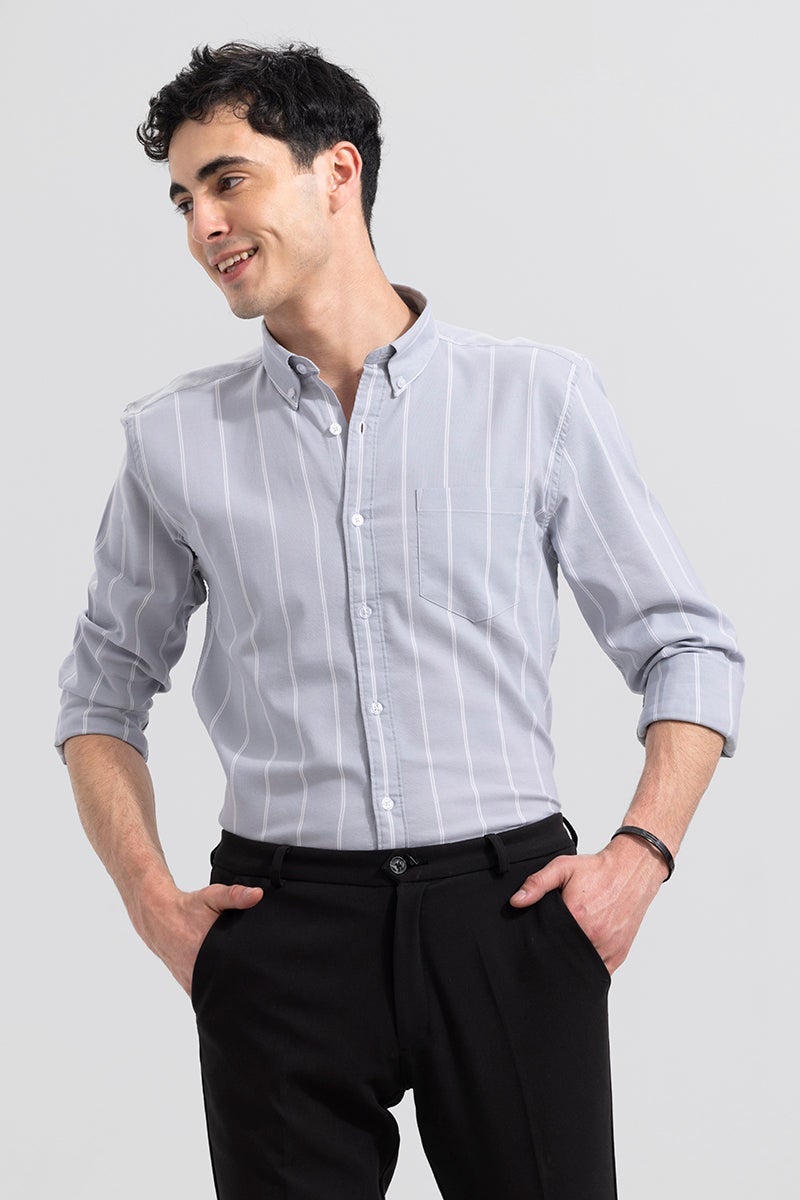 SNITCH String Stripe Grey Shirt - Image 4