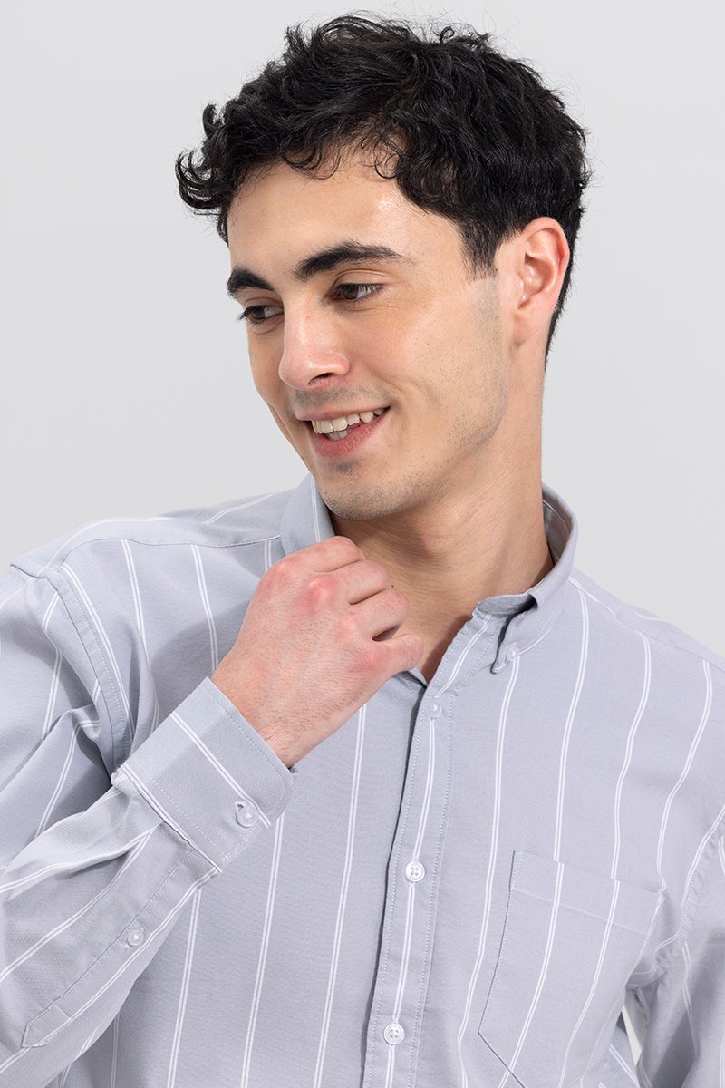 SNITCH String Stripe Grey Shirt - Image 2