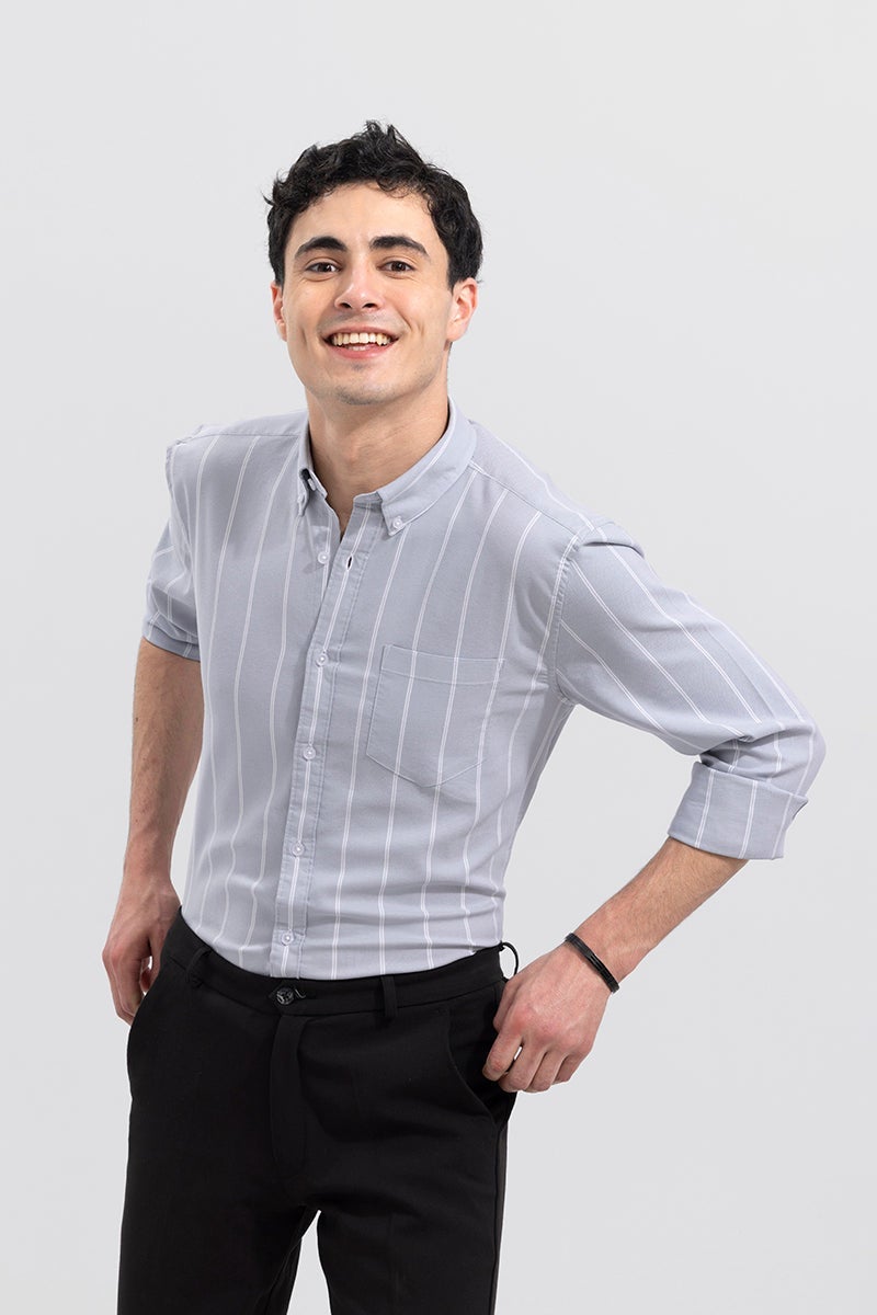 SNITCH String Stripe Grey Shirt - Image 1