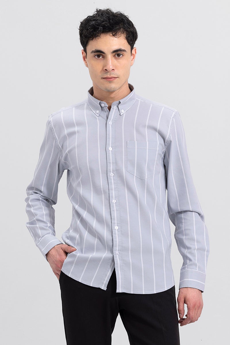 SNITCH String Stripe Grey Shirt - Image 5