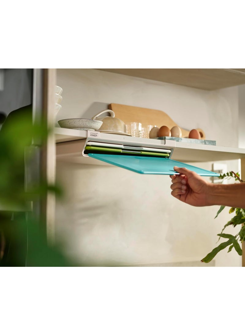 Joseph Joseph Joseph Joseph Folio Slim 3Piece Under Shelf Space saving colour coded Chopping Board Set Multicolour Large  - Image 2