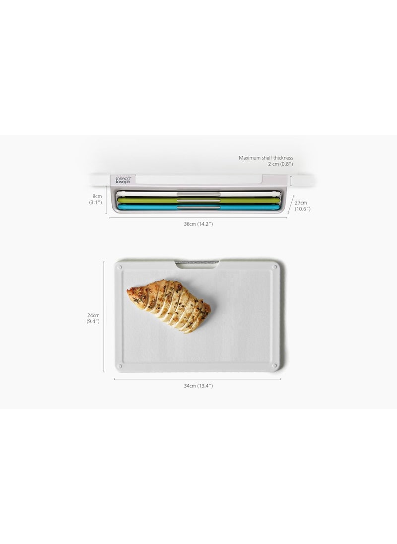 Joseph Joseph Joseph Joseph Folio Slim 3Piece Under Shelf Space saving colour coded Chopping Board Set Multicolour Large  - Image 3