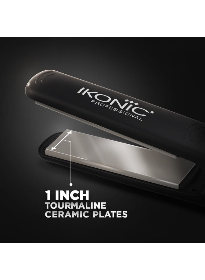 أي كونيك مكواة فرد الشعر أيكونك برو باللون الأسود، تصميم نحيف مريح، حرارة قابلة للتعديل حتى 230 درجة مئوية، صفائح تايتانيوم عائمة، إيقاف تلقائي، سلك دوّار 360 درجة، مناسبة للسفر ولجميع أنواع الشعر - Image 2
