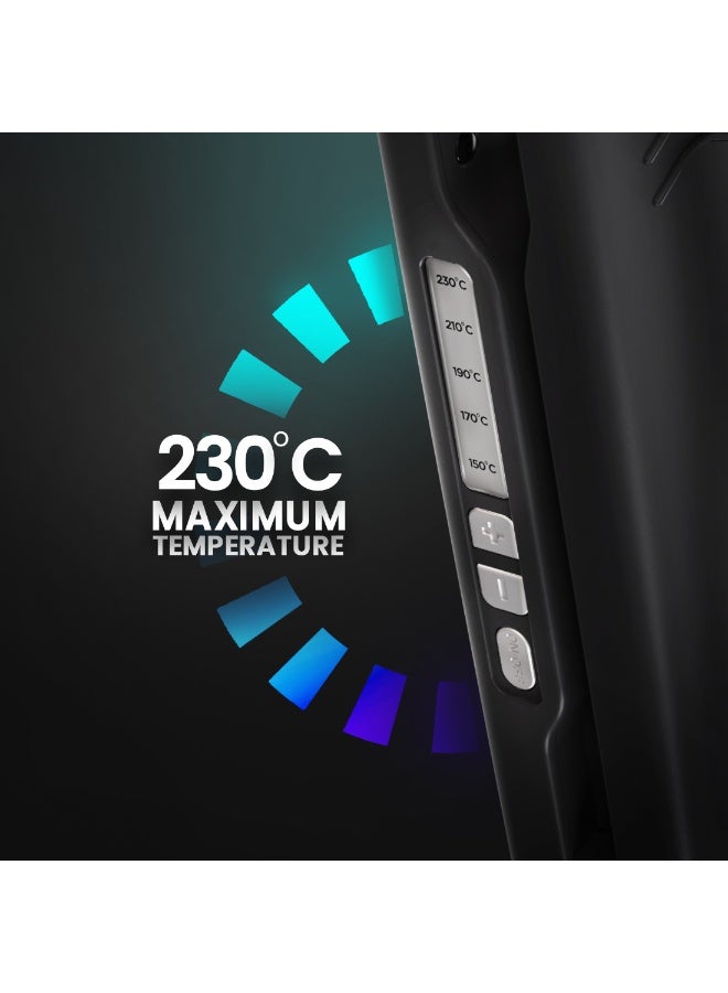 أي كونيك مكواة فرد الشعر أيكونك برو باللون الأسود، تصميم نحيف مريح، حرارة قابلة للتعديل حتى 230 درجة مئوية، صفائح تايتانيوم عائمة، إيقاف تلقائي، سلك دوّار 360 درجة، مناسبة للسفر ولجميع أنواع الشعر - Image 4
