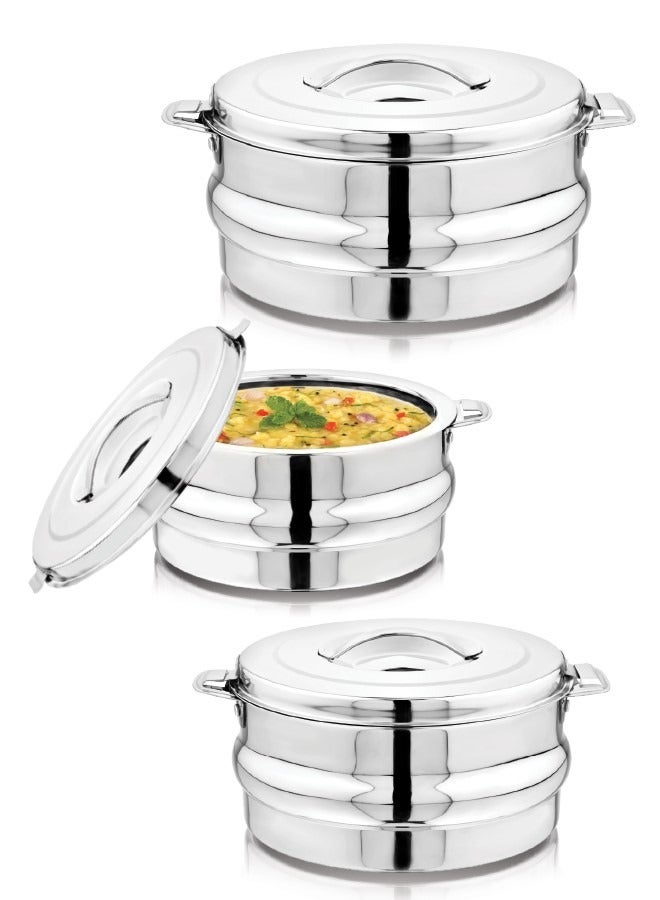 REEM 3-Piece Stainless Steel Food Containers With Twist-Lock Lid 1500ML, 2500ML, 3500ML Silver - Image 5