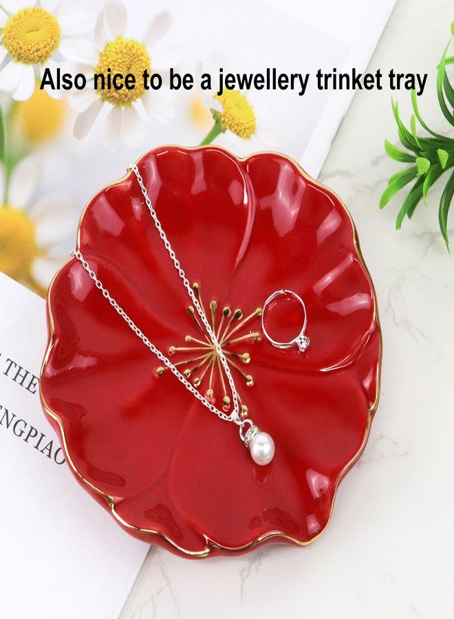 Polyroyal Ceramic Self Draining Soap Dish Hibiscus Flower Waterfall Soap Dish Soap Savers for Bathroom,Shower,Bar Counter - Image 5