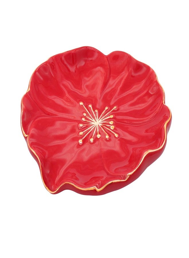 Polyroyal Ceramic Self Draining Soap Dish Hibiscus Flower Waterfall Soap Dish Soap Savers for Bathroom,Shower,Bar Counter - Image 1