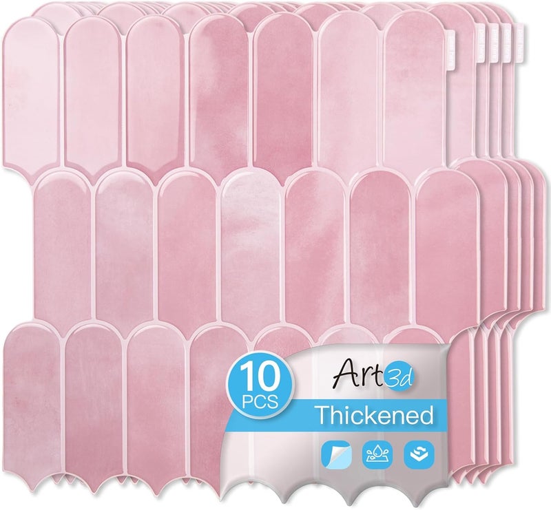 Art3d 12 x 12 Inch Heavy-Duty Peel and Stick Backsplash, Self-adhesive Wall Tiles for Kitchen Bathroom Decor, 10-Pack Pink - Image 1