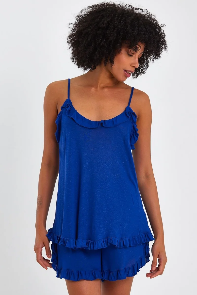 Alexander Gardi Ruffled Blouse-Shorts Set (B23-244B)