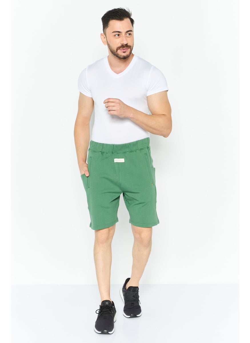 TRIBE OF 6 - Men Sportswear Fit Brand Logo Outdoor Shorts, Green - Image 1