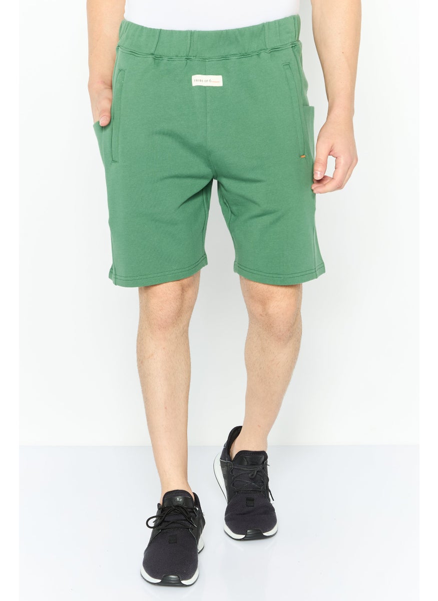 TRIBE OF 6 - Men Sportswear Fit Brand Logo Outdoor Shorts, Green - Image 1